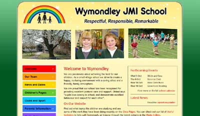 screenshot of web site design for Wymondley Primary